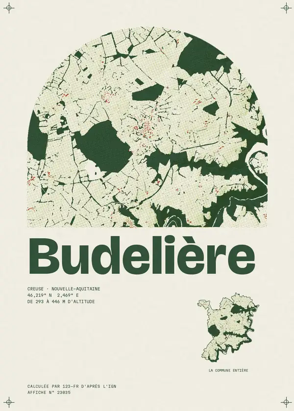 Affiche de Budelière, calculée par 123-fr d'après l'IGN