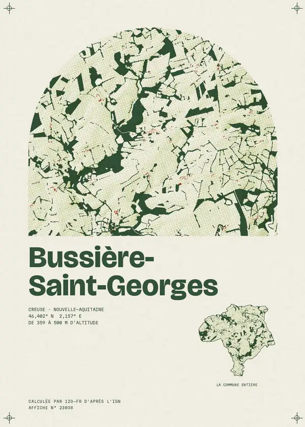 Affiche de Bussière-Saint-Georges, calculée par 123-fr d'après l'IGN