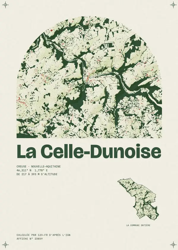 Affiche de La Celle-Dunoise, calculée par 123-fr d'après l'IGN