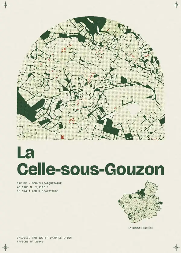Affiche de La Celle-sous-Gouzon, calculée par 123-fr d'après l'IGN