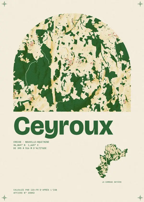 Affiche de Ceyroux, calculée par 123-fr d'après l'IGN