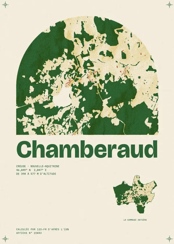 Affiche de Chamberaud, calculée par 123-fr d'après l'IGN