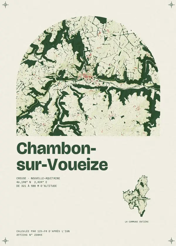 Affiche de Chambon-sur-Voueize, calculée par 123-fr d'après l'IGN