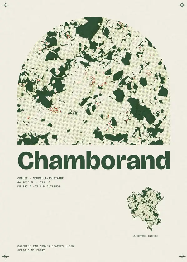 Affiche de Chamborand, calculée par 123-fr d'après l'IGN