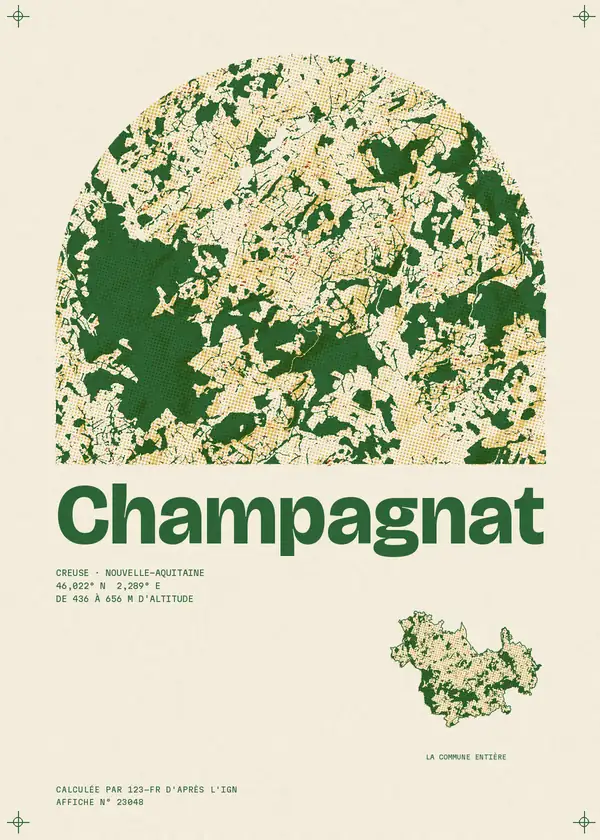 Affiche de Champagnat, calculée par 123-fr d'après l'IGN