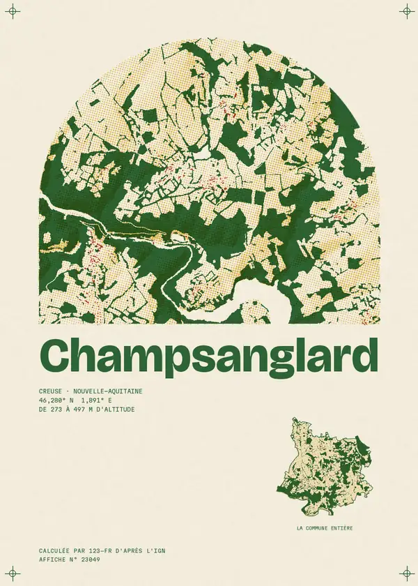 Affiche de Champsanglard, calculée par 123-fr d'après l'IGN
