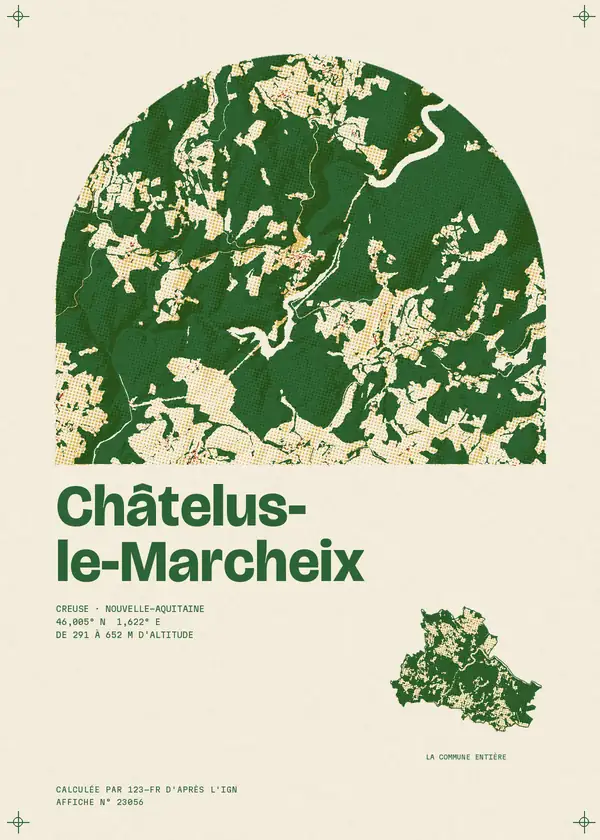 Affiche de Châtelus-le-Marcheix, calculée par 123-fr d'après l'IGN