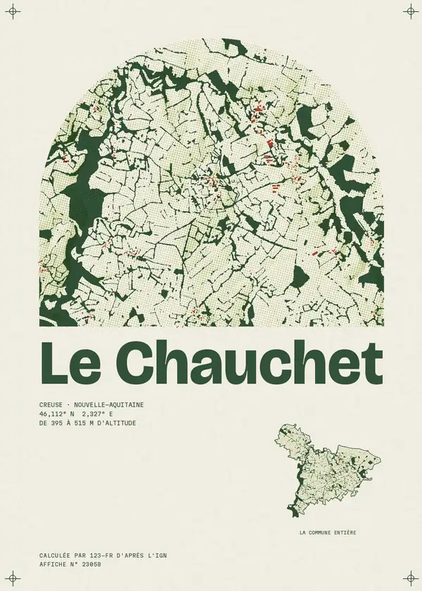 Affiche de Le Chauchet, calculée par 123-fr d'après l'IGN