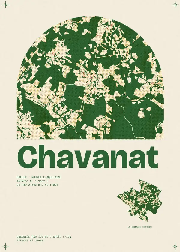Affiche de Chavanat, calculée par 123-fr d'après l'IGN