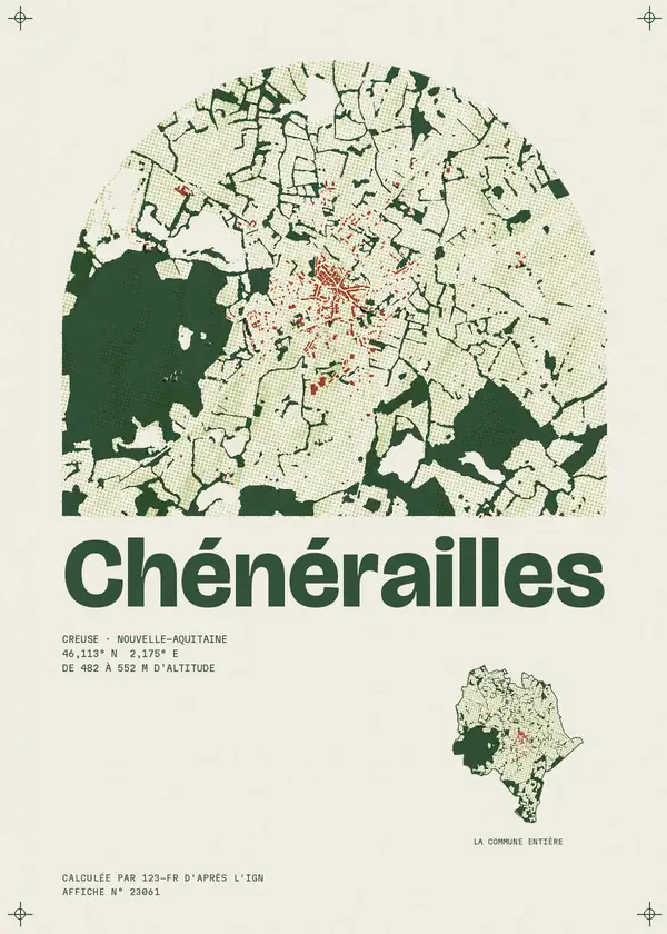 Affiche de Chénérailles, calculée par 123-fr d'après l'IGN