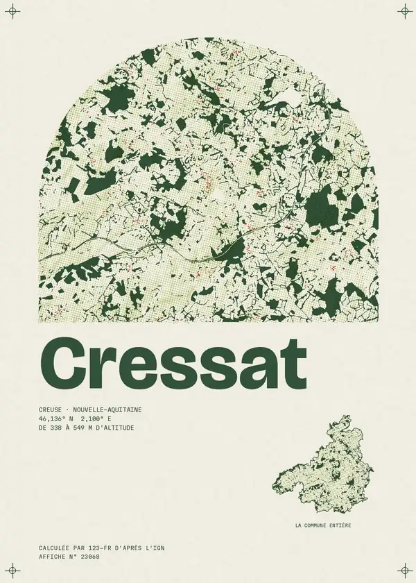 Affiche de Cressat, calculée par 123-fr d'après l'IGN
