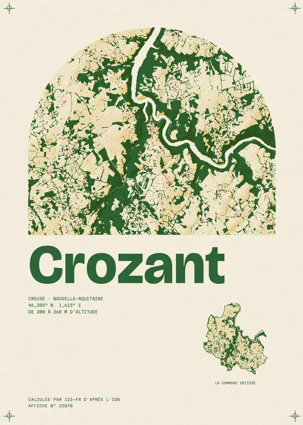 Affiche de Crozant, calculée par 123-fr d'après l'IGN