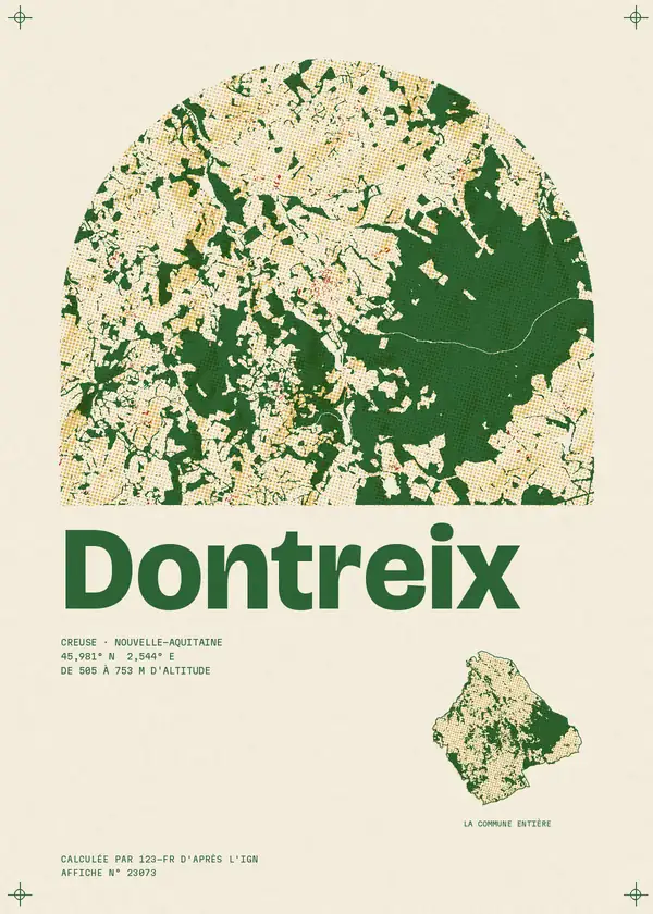 Affiche de Dontreix, calculée par 123-fr d'après l'IGN