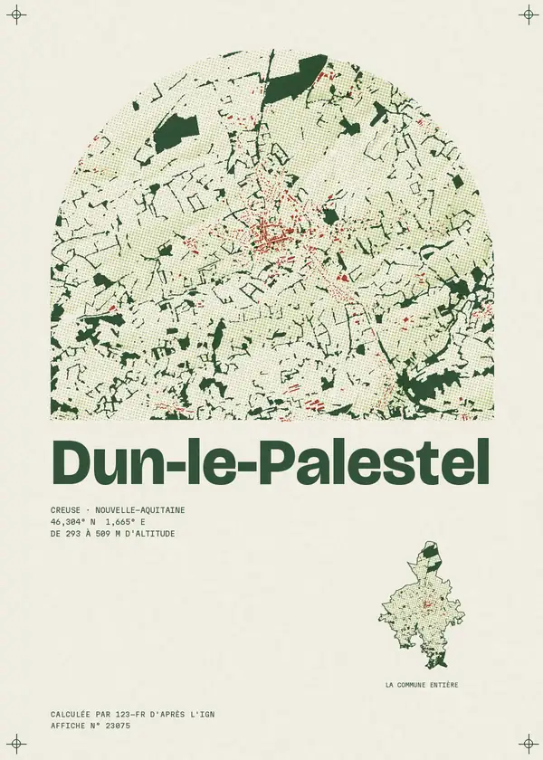 Affiche de Dun-le-Palestel, calculée par 123-fr d'après l'IGN