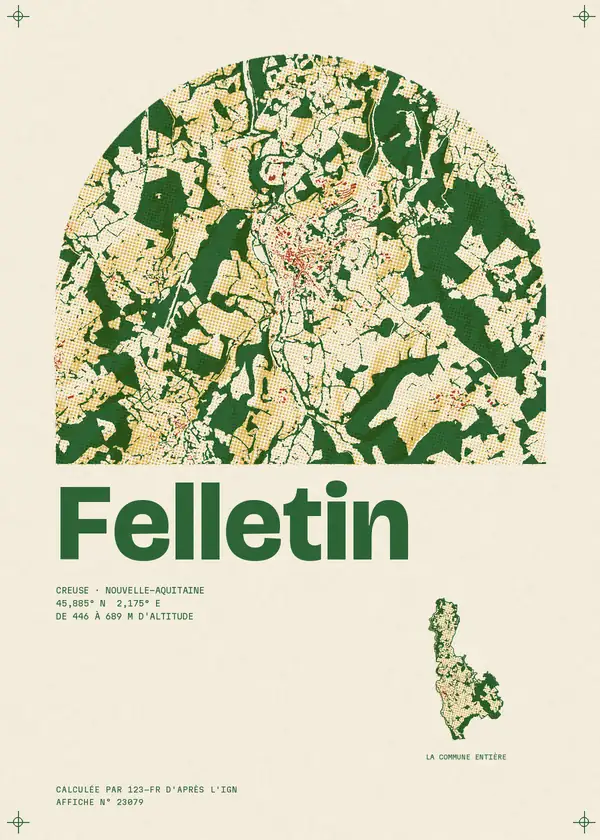 Affiche de Felletin, calculée par 123-fr d'après l'IGN