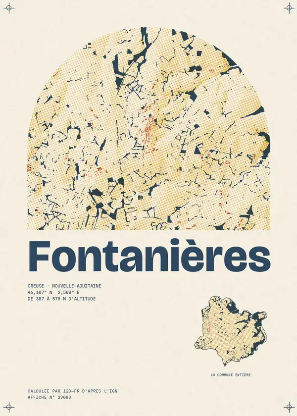 Affiche de Fontanières, calculée par 123-fr d'après l'IGN