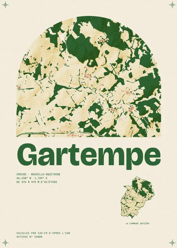 Affiche de Gartempe, calculée par 123-fr d'après l'IGN