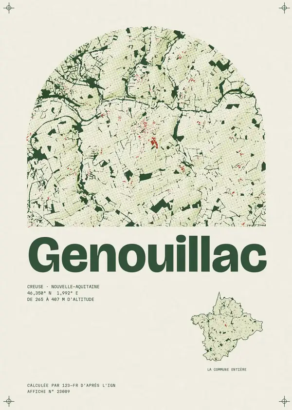 Affiche de Genouillac, calculée par 123-fr d'après l'IGN