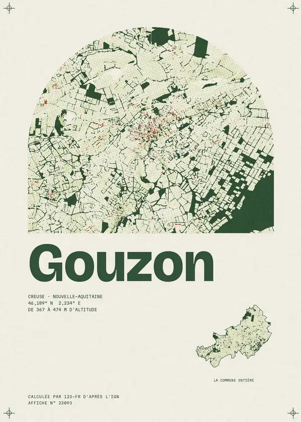 Affiche de Gouzon, calculée par 123-fr d'après l'IGN