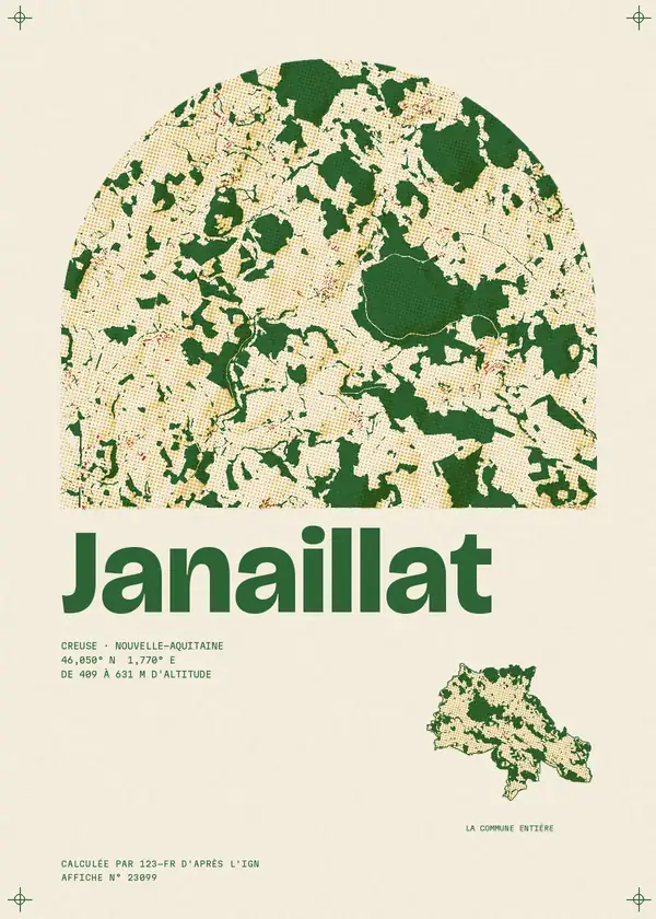 Affiche de Janaillat, calculée par 123-fr d'après l'IGN