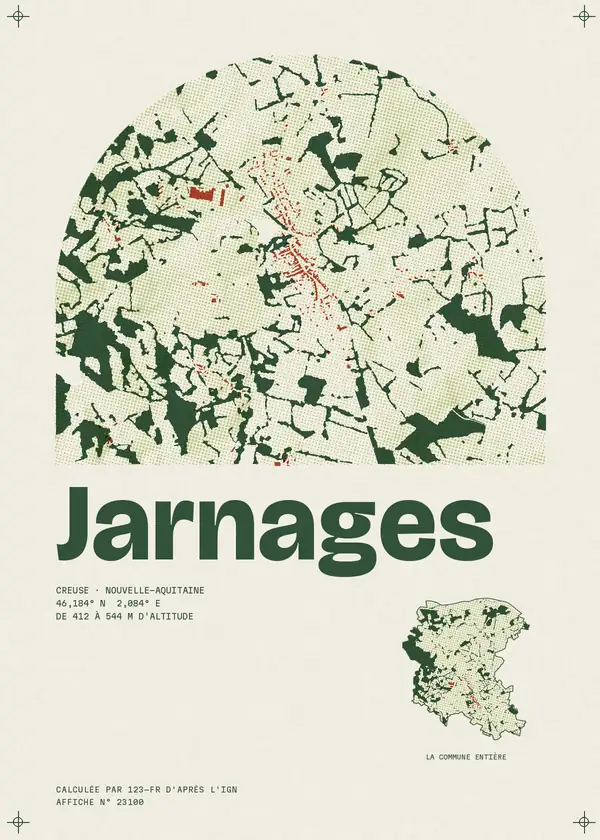 Affiche de Jarnages, calculée par 123-fr d'après l'IGN