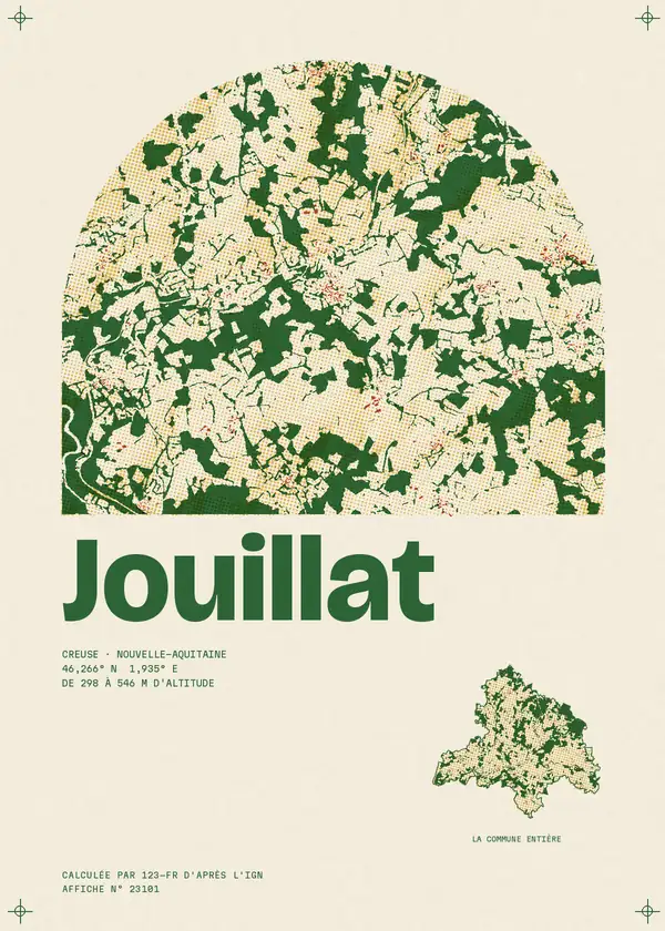 Affiche de Jouillat, calculée par 123-fr d'après l'IGN