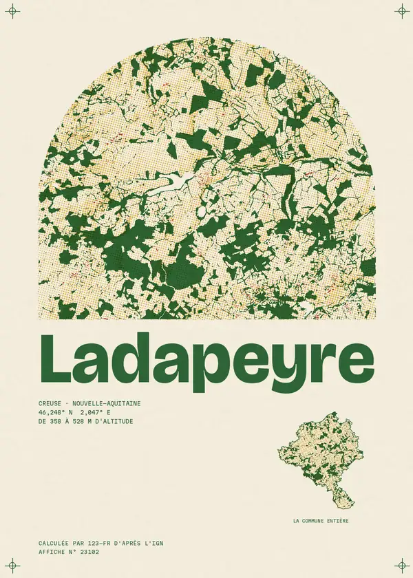 Affiche de Ladapeyre, calculée par 123-fr d'après l'IGN