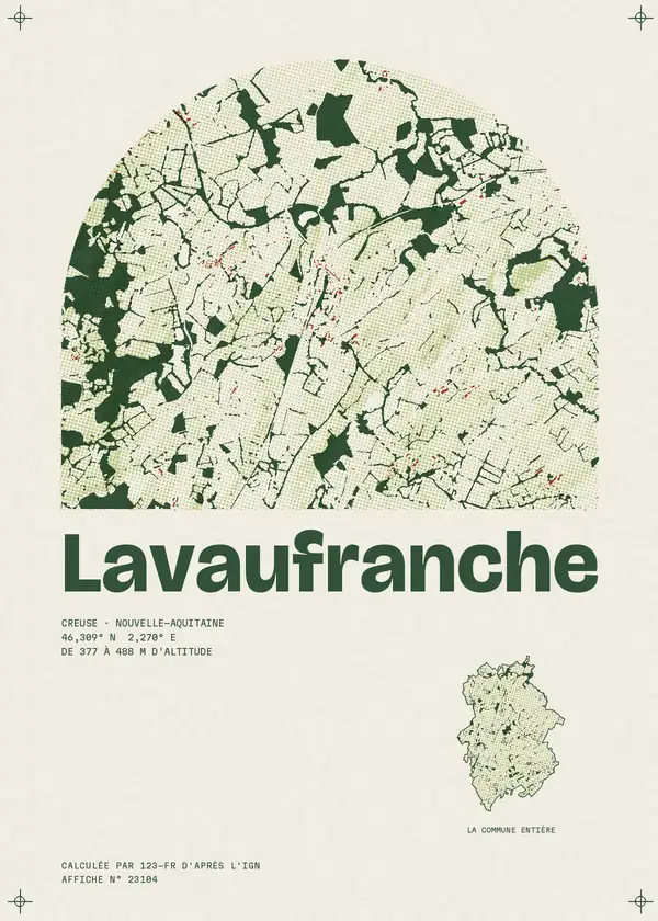 Affiche de Lavaufranche, calculée par 123-fr d'après l'IGN