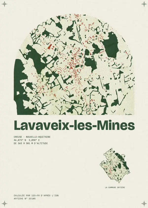 Affiche de Lavaveix-les-Mines, calculée par 123-fr d'après l'IGN