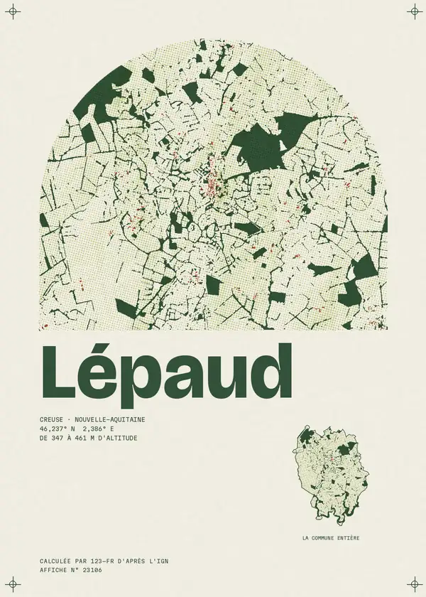 Affiche de Lépaud, calculée par 123-fr d'après l'IGN