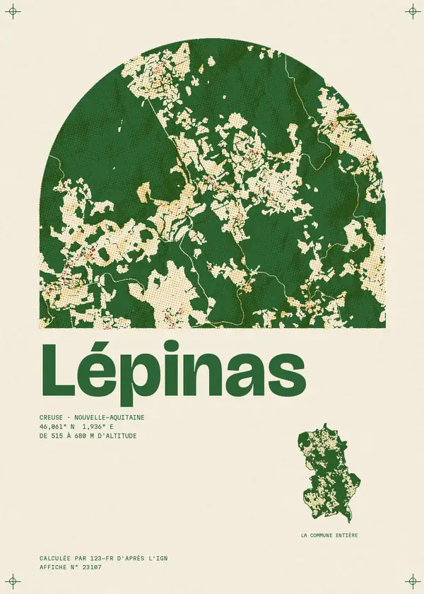 Affiche de Lépinas, calculée par 123-fr d'après l'IGN