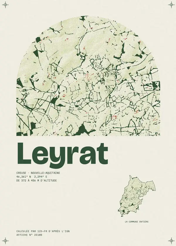 Affiche de Leyrat, calculée par 123-fr d'après l'IGN