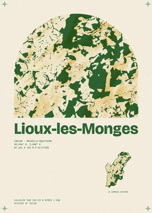 Affiche de Lioux-les-Monges, calculée par 123-fr d'après l'IGN