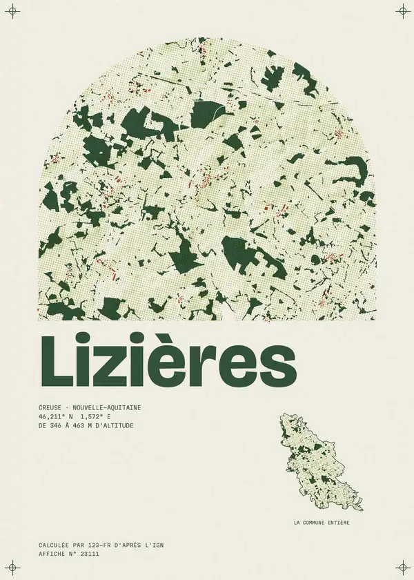 Affiche de Lizières, calculée par 123-fr d'après l'IGN