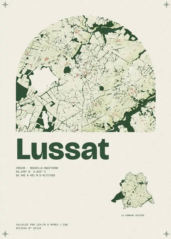 Affiche de Lussat, calculée par 123-fr d'après l'IGN
