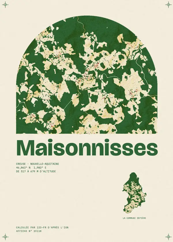Affiche de Maisonnisses, calculée par 123-fr d'après l'IGN