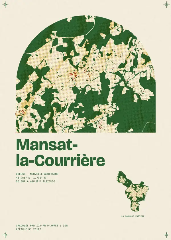 Affiche de Mansat-la-Courrière, calculée par 123-fr d'après l'IGN