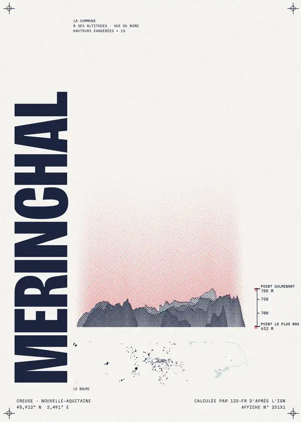 Affiche de Mérinchal, calculée par 123-fr d'après l'IGN