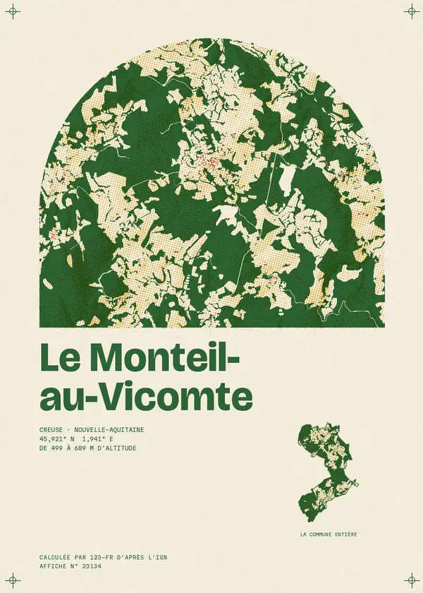 Affiche de Le Monteil-au-Vicomte, calculée par 123-fr d'après l'IGN