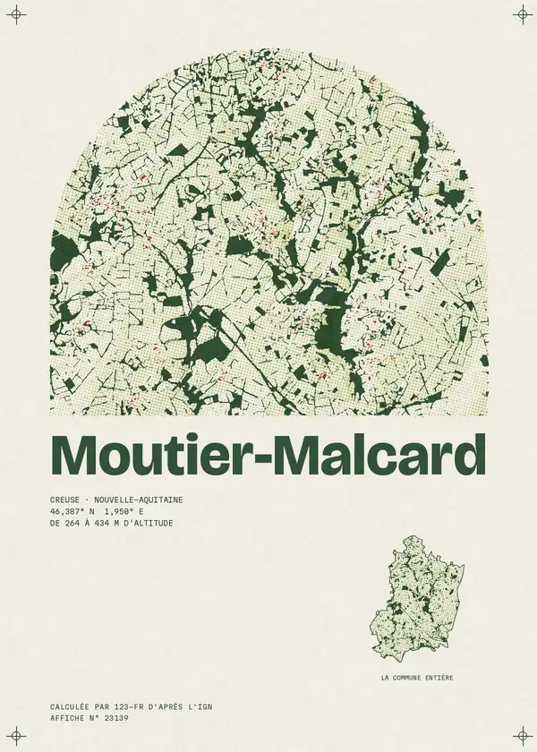 Affiche de Moutier-Malcard, calculée par 123-fr d'après l'IGN