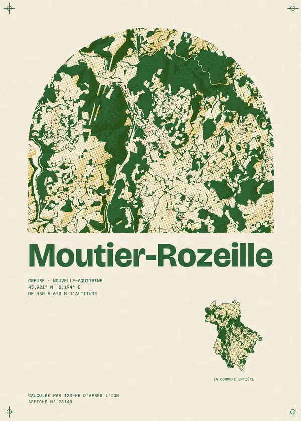Affiche de Moutier-Rozeille, calculée par 123-fr d'après l'IGN