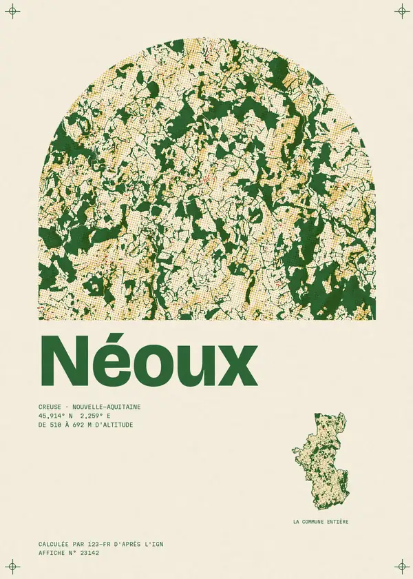 Affiche de Néoux, calculée par 123-fr d'après l'IGN