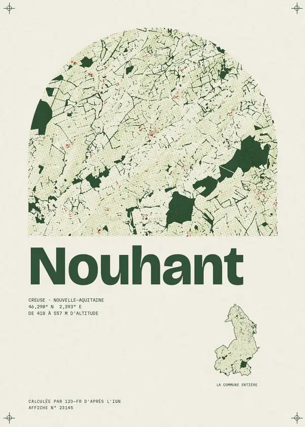 Affiche de Nouhant, calculée par 123-fr d'après l'IGN