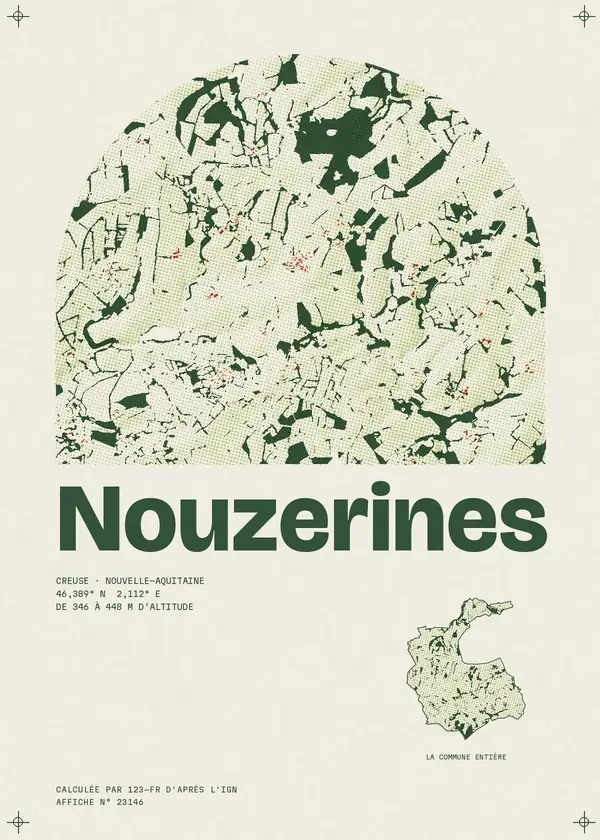 Affiche de Nouzerines, calculée par 123-fr d'après l'IGN