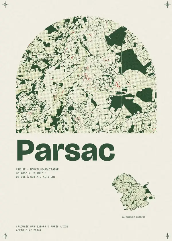 Affiche de Parsac, calculée par 123-fr d'après l'IGN