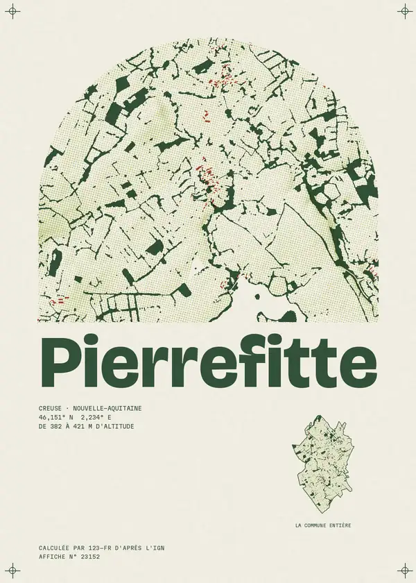 Affiche de Pierrefitte, calculée par 123-fr d'après l'IGN