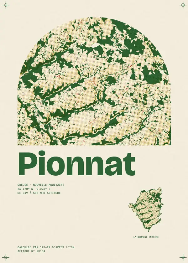 Affiche de Pionnat, calculée par 123-fr d'après l'IGN