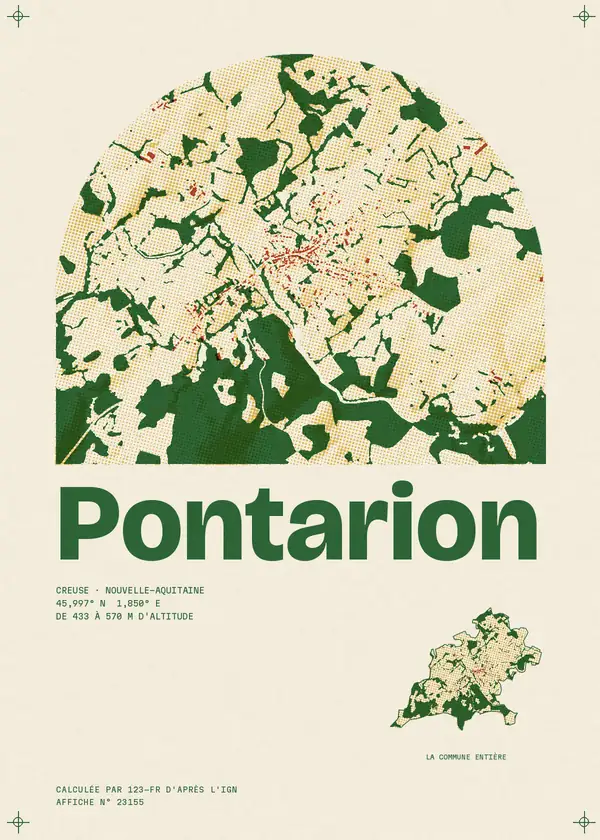 Affiche de Pontarion, calculée par 123-fr d'après l'IGN
