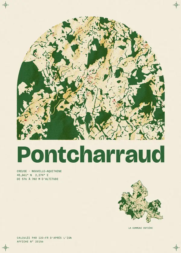Affiche de Pontcharraud, calculée par 123-fr d'après l'IGN