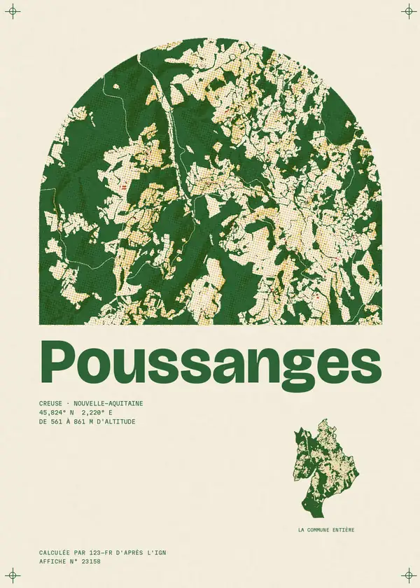 Affiche de Poussanges, calculée par 123-fr d'après l'IGN